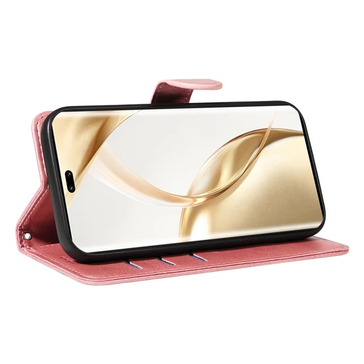 For Honor 200 Pro 5G Cell Phone Case Wallet PU Leather Cell Phone Cover with Magnetic Closure - Rose Gold
