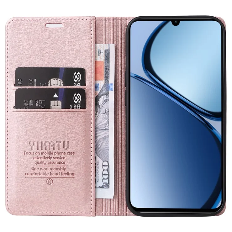 YIKATU YK-001 For Realme Note 60x 4G / C63 4G / C61 4G Case Wallet Leather Flip Cell Phone Cover - Rose Gold