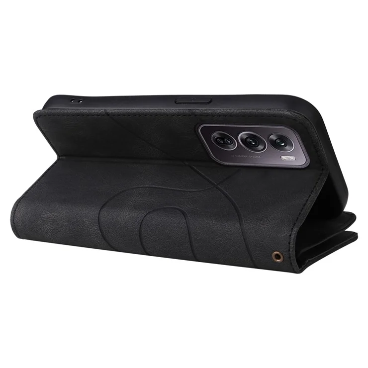 For Oppo Reno12 Pro 5G (Global) / Reno12 Pro 5G (China) Leather Case with Strap Zipper 9 Card Slot Phone Cover Stand - Black