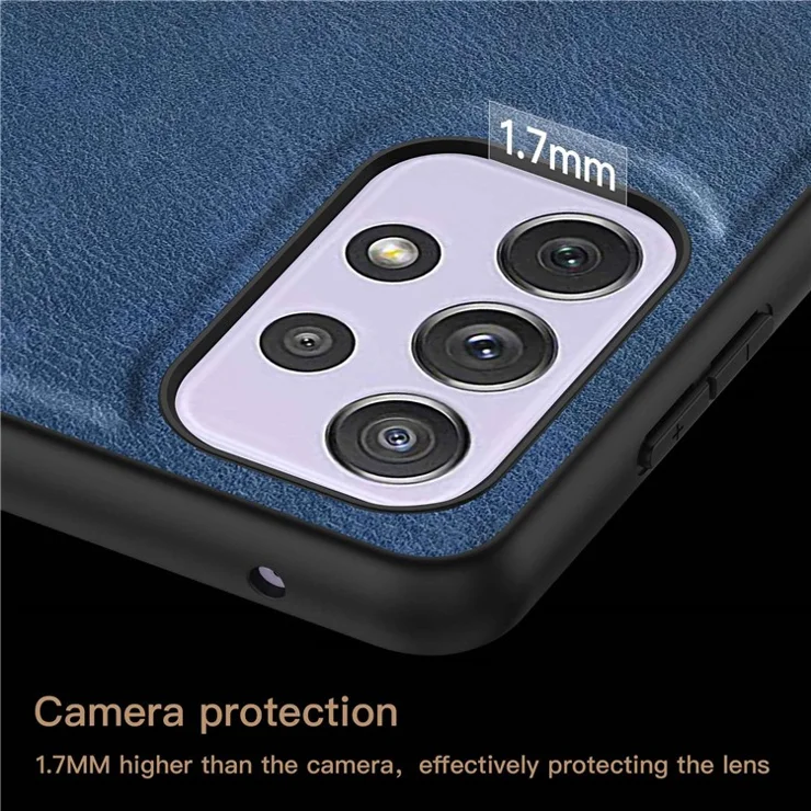 Mobile Phone Cover for Samsung Galaxy A53 5G, Retro PU Leather Coated TPU+PC Phone Shell Anti-scratch Cell Phone Case - Blue