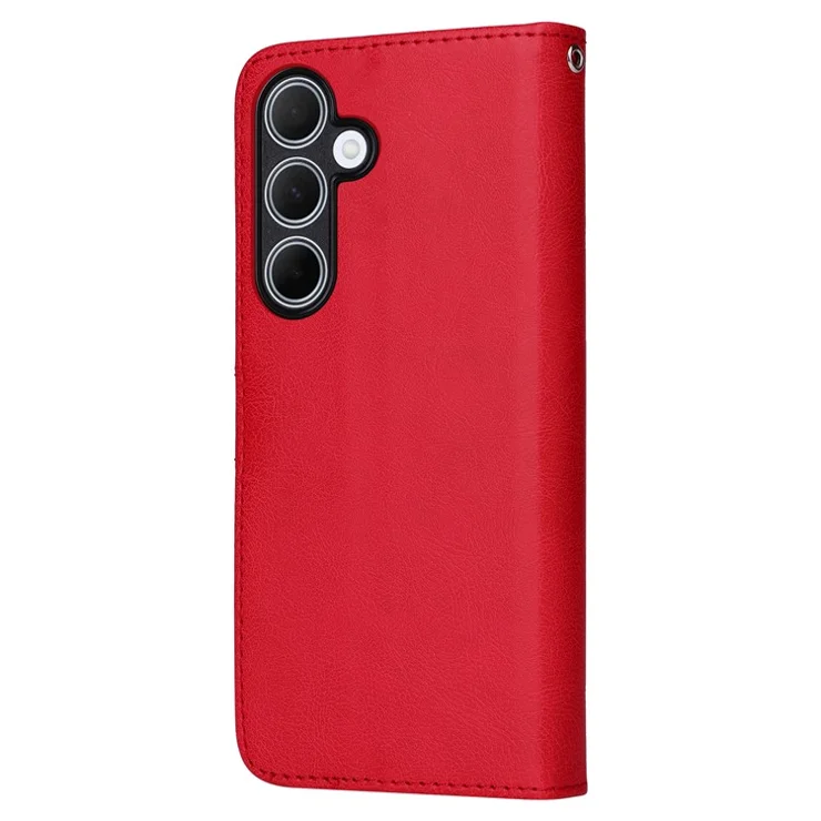 For Samsung Galaxy A35 5G Case 2 in 1 Detachable Magnetic Leather Wallet Mobile Cover with Strap - Red