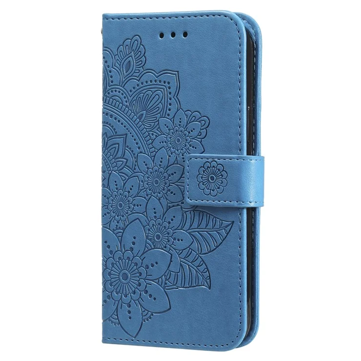 For vivo Y28 4G / iQOO Z9x 5G Case Floral Pattern PU Leather Wallet Stand Phone Cover - Blue
