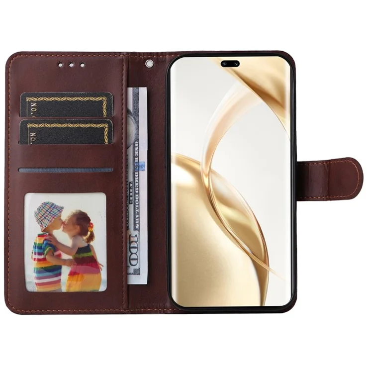 For Honor 200 Pro 5G Case PU Leather Wallet Card Slots Flip Phone Cover - Brown