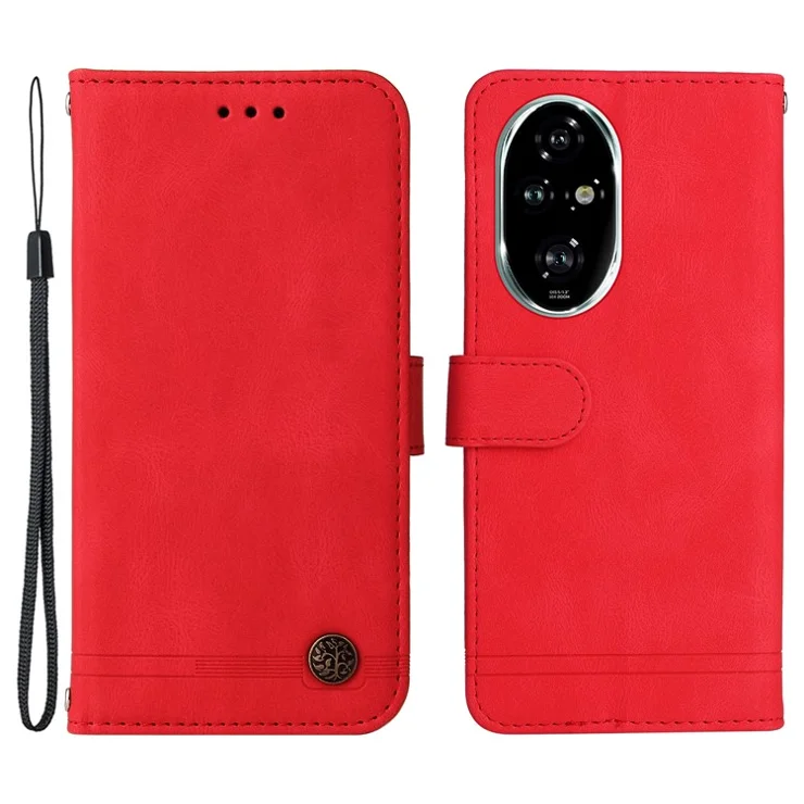 For Honor 200 Pro 5G Leather Wallet Cases Skin Touch Phone Cover Stand with Strap - Red