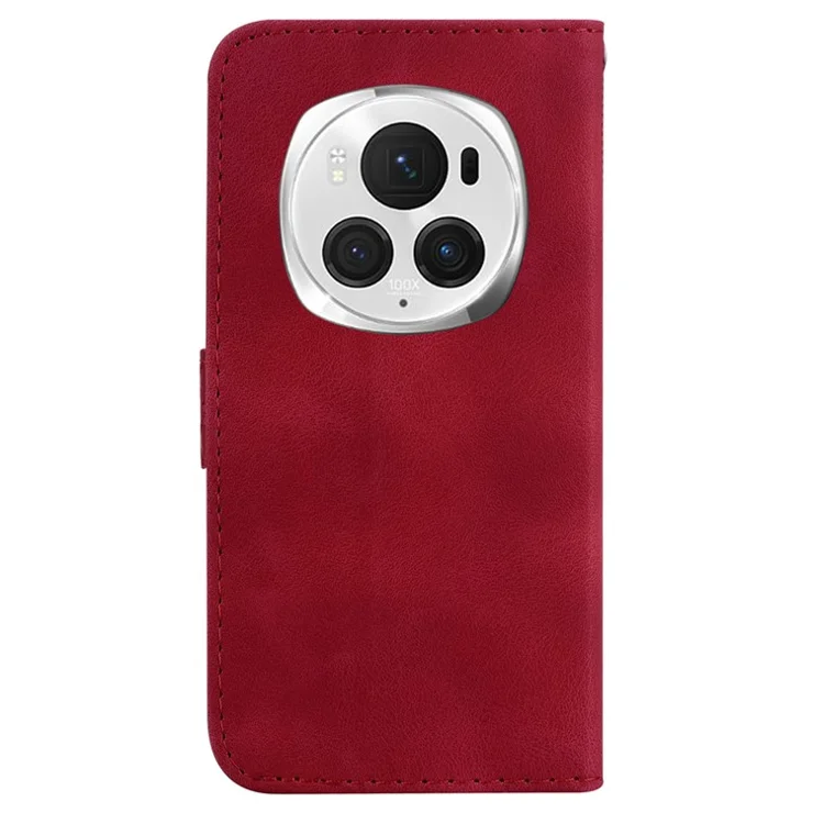 For Honor Magic6 Pro 5G Leather Case 7-Shaped Pattern Phone Cover - Red