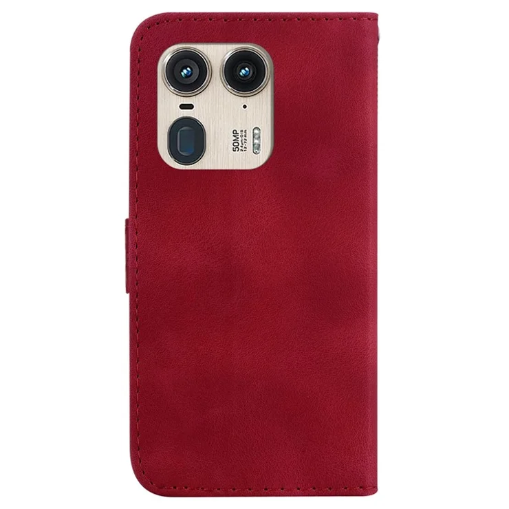 For Motorola Edge 50 Ultra 5G / Moto X50 Ultra 5G Case PU Leather Imprint Wallet Phone Cover - Red
