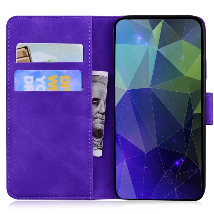 For Motorola Edge 50 Fusion 5G Wallet Case Tiger Imprint PU Leather Flip Phone Cover - Purple