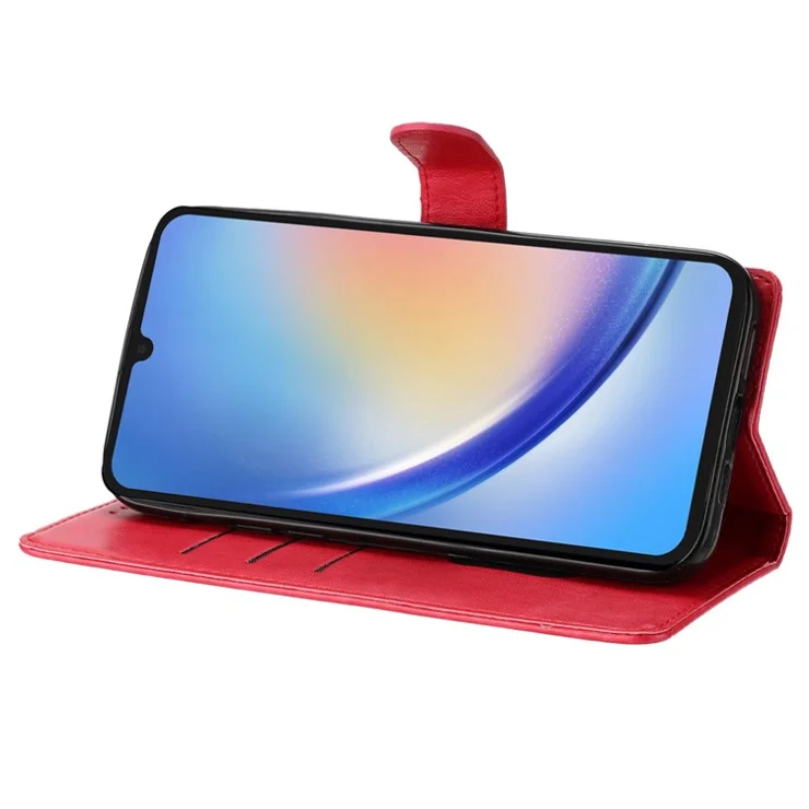 For Samsung Galaxy A54 5G Wallet Phone Case Butterfly Floral Imprint Stand Leather Cover - Red