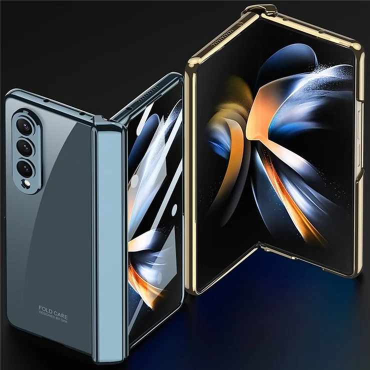 GKK For Samsung Galaxy Z Fold4 5G Magnetic Hinge PC Cover Full Protection Folding Phone Case with Tempered Glass Screen Film - Black