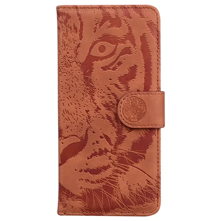 For Huawei nova 12i 4G Wallet Phone Case Tiger Imprint PU Leather Flip Cover - Brown