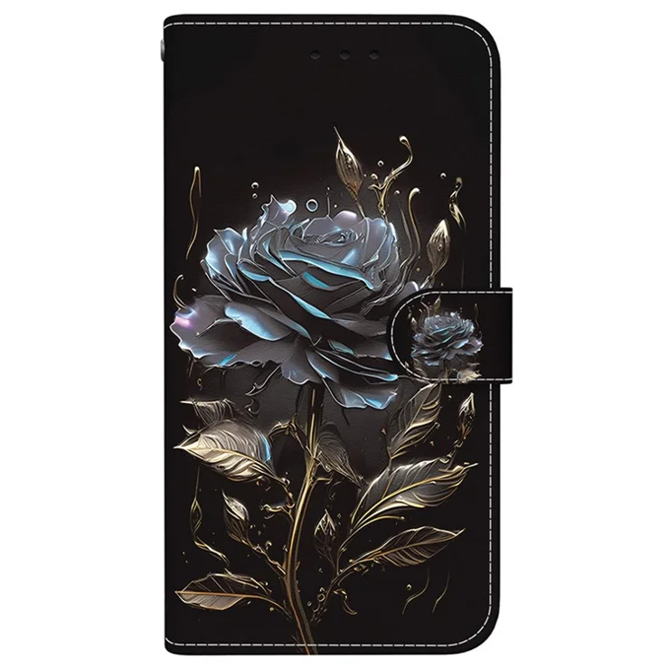 For Infinix Note 40 Pro 5G / 40 Pro+ Leather Case Pattern Print Wallet Phone Cover - Black Rose