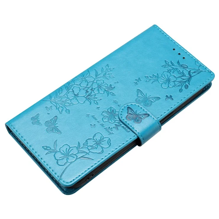 For Xiaomi Redmi 13 5G / 13 4G Phone Case Butterfly Floral Imprint Leather Wallet Cover - Blue