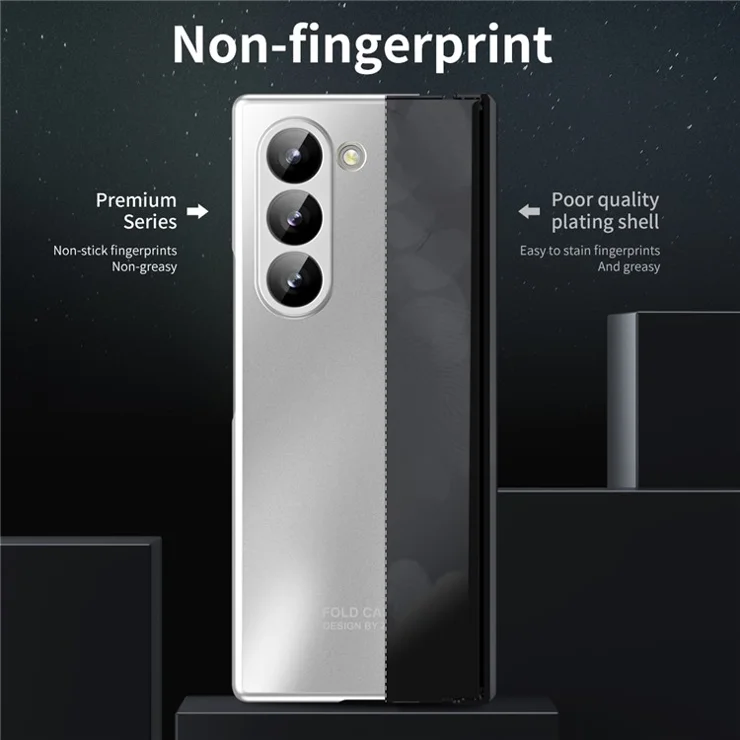 For Samsung Galaxy Z Fold6 5G Phone Case Hard PC Shockproof Cover with Front Screen Film - Silver