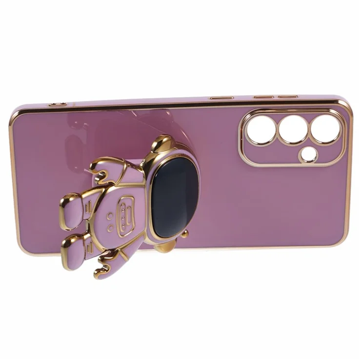 For Samsung Galaxy M55 5G / C55 5G / F55 5G Case with Astronaut Kicstand Electroplating TPU Phone Cover - Purple