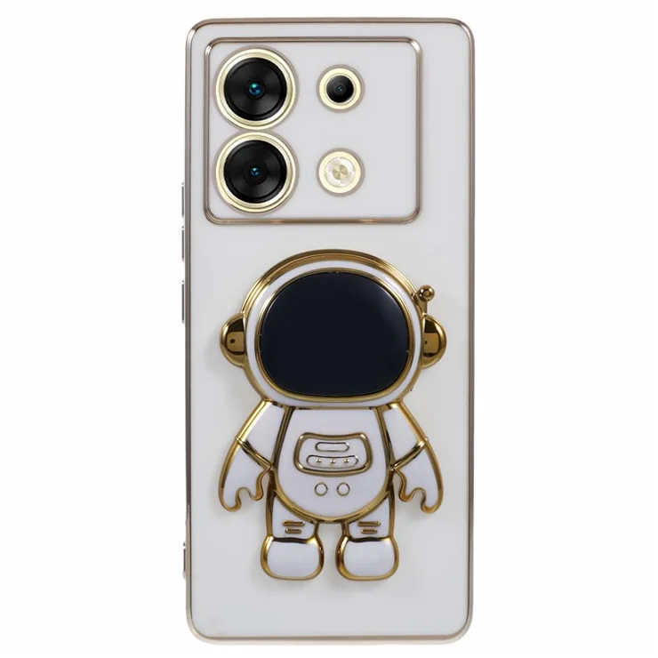 For Infinix Zero 30 5G TPU Case Astronaut Kickstand Shockproof Electroplating Phone Cover - White