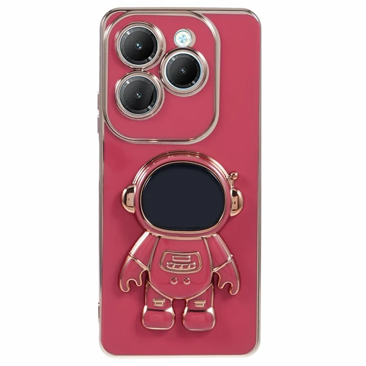 For Infinix Hot 40 / Hot 40 Pro / TECNO Spark 20 Pro Case Soft TPU Phone Cover Astronaut Kickstand Holder - Red