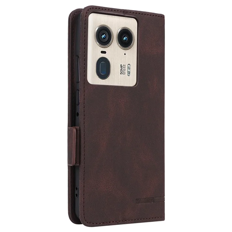 For Motorola Edge 50 Ultra 5G / Moto X50 Ultra 5G Phone Case Hardware Decor Leather Flip Wallet Cover - Coffee