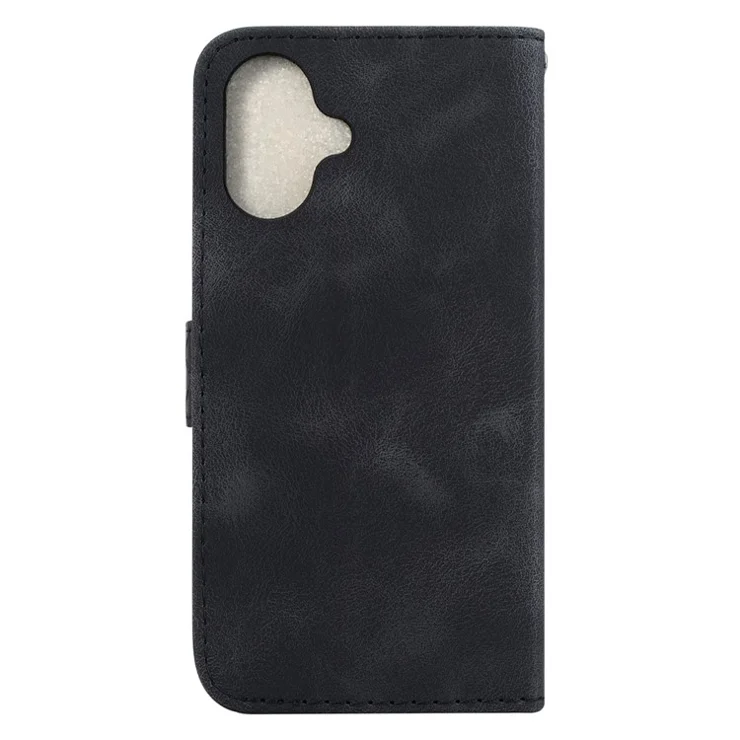 For iPhone 16 Plus Case 7-Shaped Pattern Leather Shockproof Phone Cover - Black