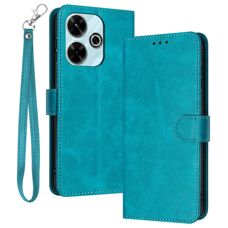 For Xiaomi Redmi 13 5G / 13 4G / Note 13R 5G / Poco M6 4G Case Folio Flip PU Leather Phone Cover Calf Texture - Green
