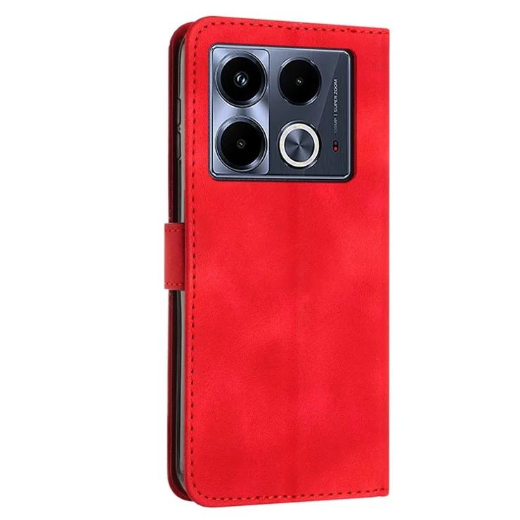 For Infinix Note 40 5G Case Triangle Imprinted Leather Card Slots Phone Cover Magnetic Clasp - Red