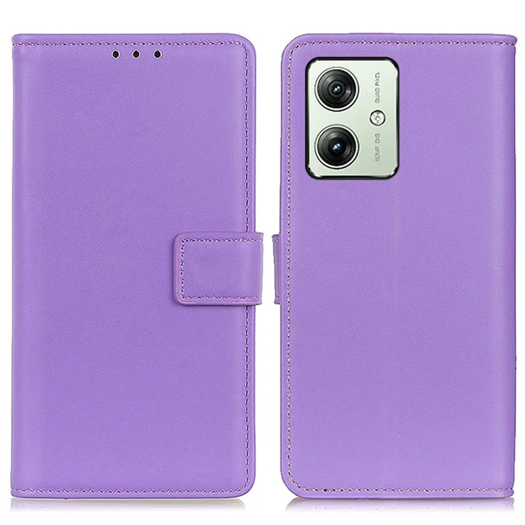 For Motorola Moto G64 5G Case Card Slots PU Leather Flip Stand Phone Cover - Purple