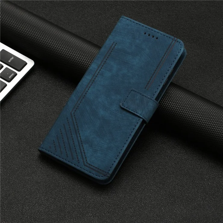 For Motorola Moto G Stylus 5G (2024) Case PU Leather Wallet Skin-Touch Cell Phone Cover - Sapphire
