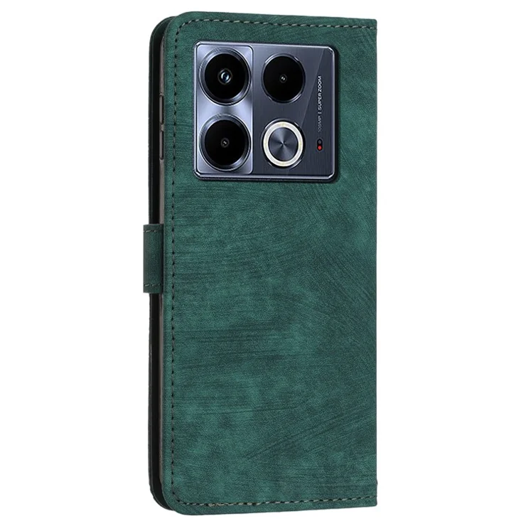 For Infinix Note 40 5G Case Anti-Drop Lines Imprinted PU Leather Wallet Flip Phone Cover - Green