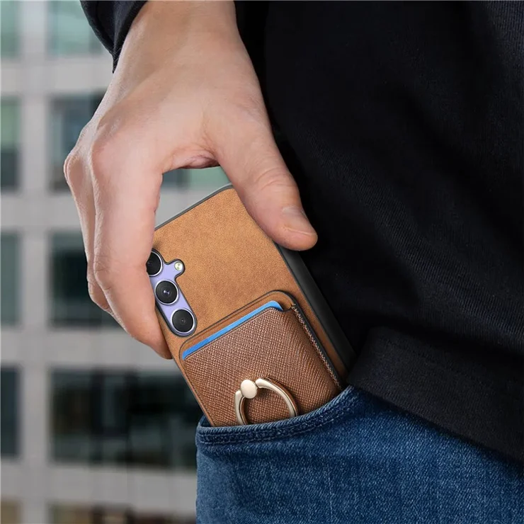 For Samsung Galaxy A54 5G Case Leather+TPU Phone Cover Compatible with MagSafe - Brown