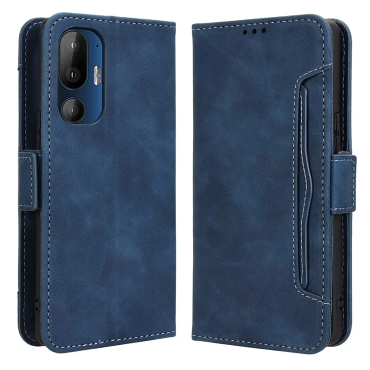 For HTC U24 Pro 5G Case Multiple Card Slots Leather Stand Phone Cover - Blue