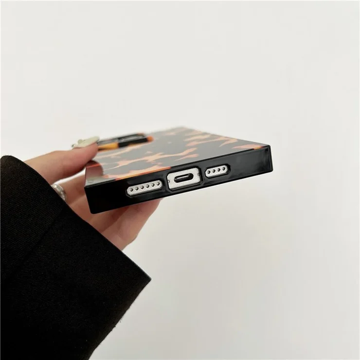 For iPhone 15 Pro Max Case Square Design Glossy TPU Pattern Phone Cover - Tortoiseshell