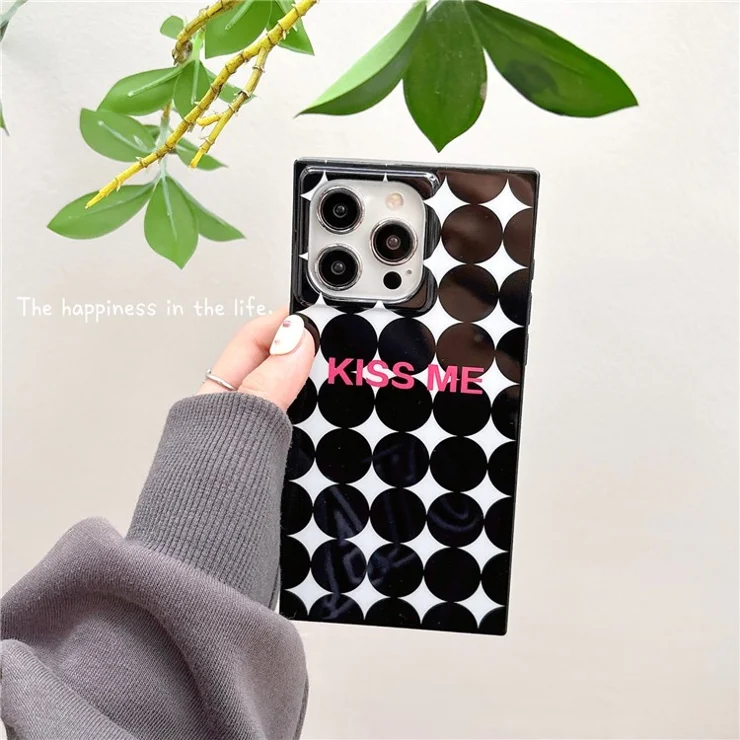 For iPhone 15 Pro Case Pattern Square Edge Flexible TPU Phone Cover - KISS ME