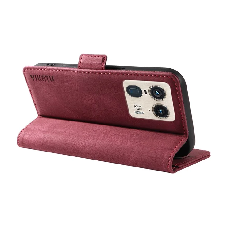 YIKATU YK-005 For Motorola Edge 50 Ultra 5G / Moto X50 Ultra 5G Leather Case Skin-Touch Phone Cover - Wine Red