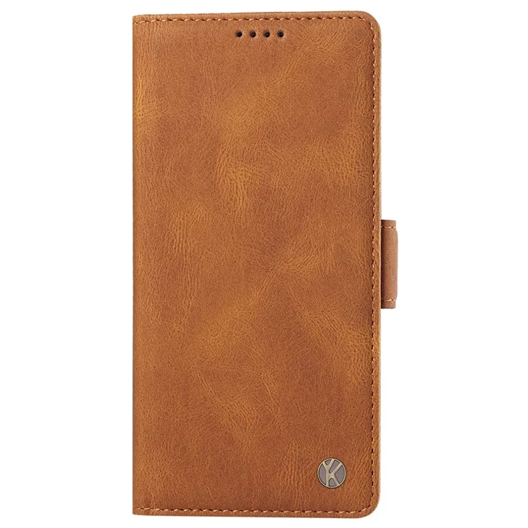 YIKATU YK-005 For Oppo Reno12 5G (Global) Leather Phone Case Side Magnetic Clasps - Brown