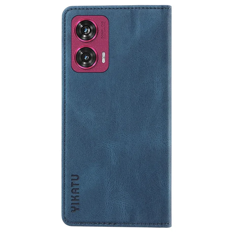 YIKATU YK-004 For Motorola Edge 50 Fusion 5G Leather Case Wallet Phone Cover Skin-Touch - Blue