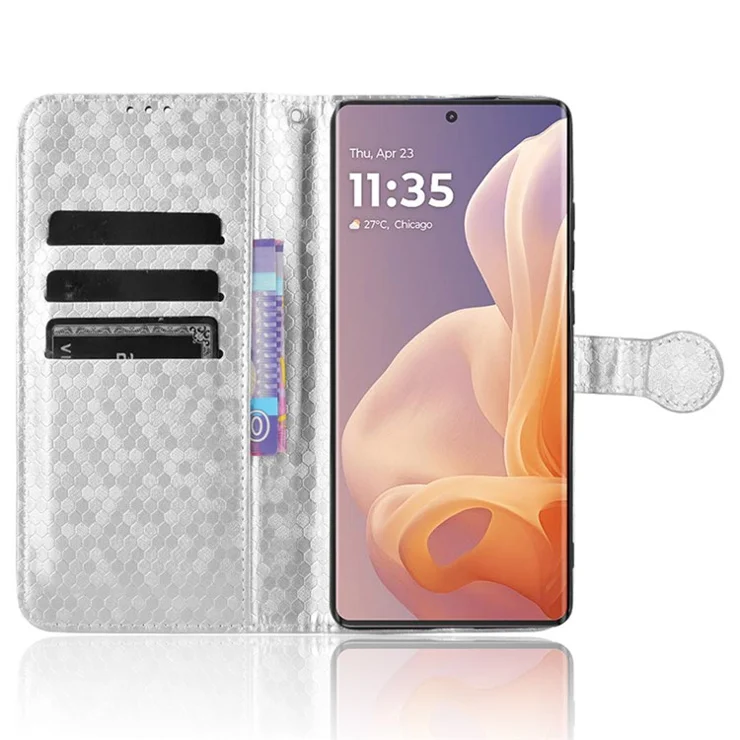 For Motorola Moto G85 5G / S50 Neo 5G Case Dot Pattern PU Leather Wallet Phone Cover - Silver