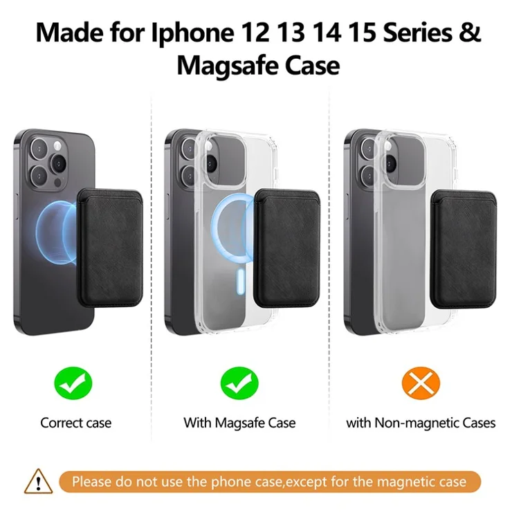 KB-56 Phone Card Holder Magnetic PU Leather Phone Card Bag Credit ID Card Pocket - Black