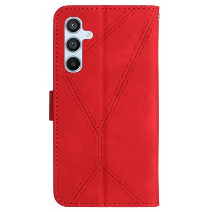 HT05 For Samsung Galaxy M35 5G Case Skin-touch Lines PU Leather Phone Cover - Red