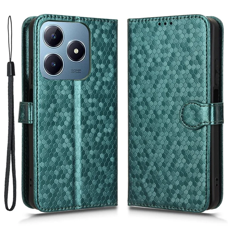 For Realme Note 60x 4G / C63 4G / C61 4G Case Dot Pattern Imprint PU Leather Wallet Phone Cover - Green