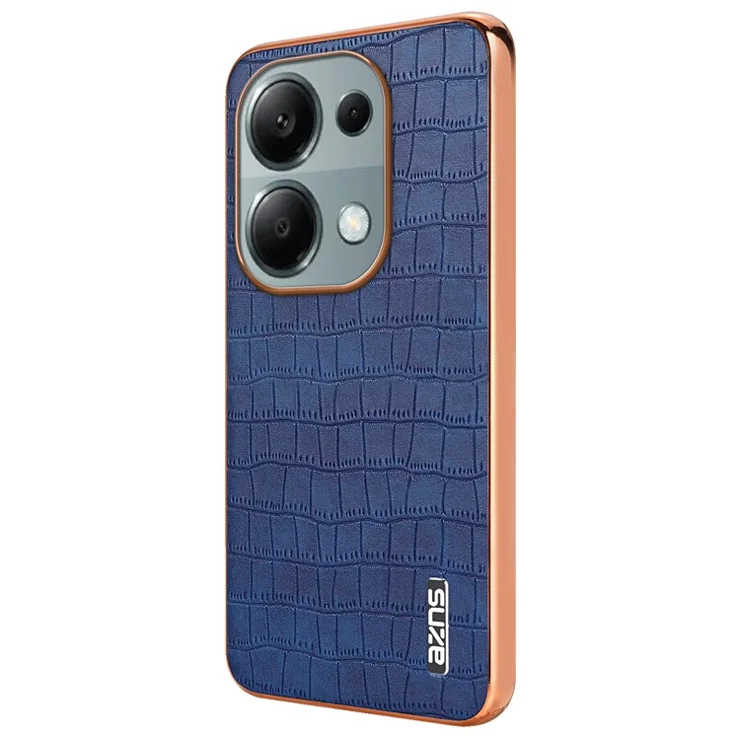 AZNS For Xiaomi Redmi Note 13 Pro 4G / Poco M6 Pro 4G Case Shockproof PU+TPU Electroplated Phone Cover - Blue
