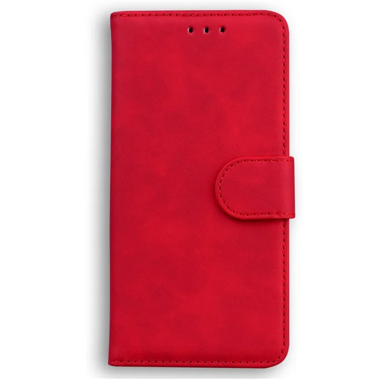 For Realme Note 60x 4G / C63 4G / C61 4G / Narzo N63 4G Wallet Case Solid Color Leather Phone Cover - Red