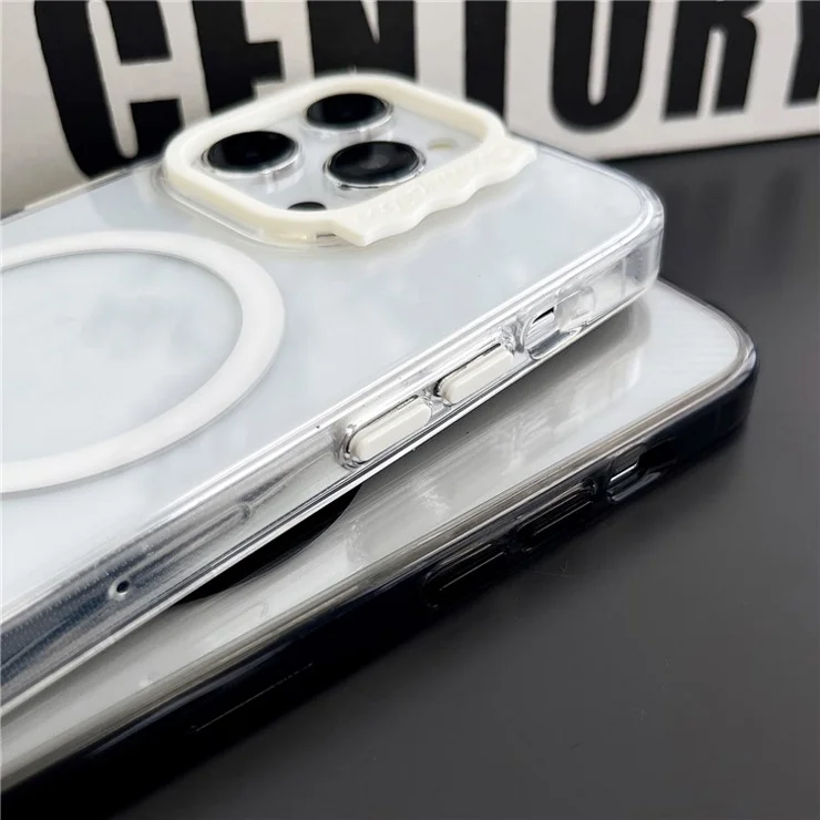 For iPhone 13 Pro Magnetic Case Shockproof PC+TPU Phone Cover Cute Lens Frame - Black