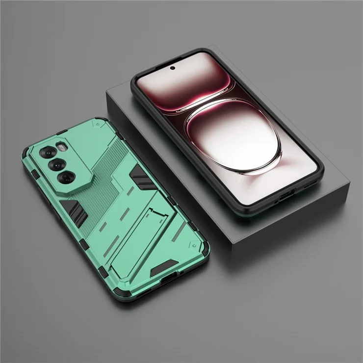 For Oppo Reno12 Pro 5G (Global) Case Kickstand Hybrid Hard PC Soft TPU Phone Cover - Green