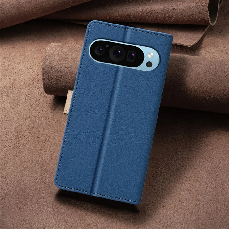 BINFEN COLOR BF33 For Google Pixel 9 Case Color Splicing Leather Cover with RFID Blocking - Blue
