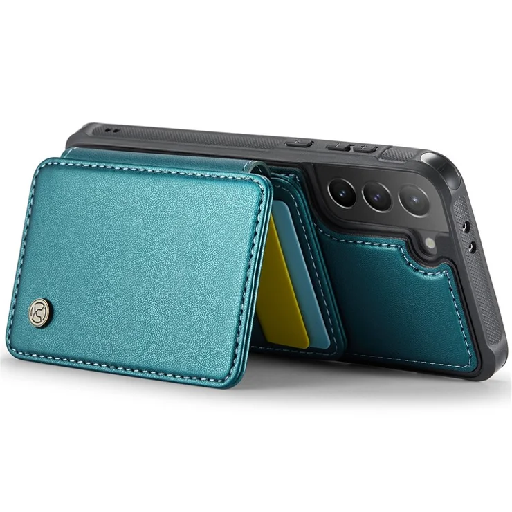 JEEHOOD J05 For Samsung Galaxy S21+ 5G Case Leather Mobile Cover with Detachable Magnetic Card Bag - Cyan