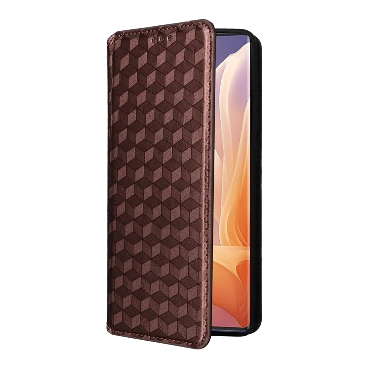 For Motorola Moto G85 5G / S50 Neo 5G Case PU Leather Wallet Rhombus Phone Cover - Brown