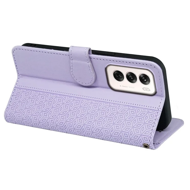 For Oppo Reno12 5G (Global) Wallet Phone Case Pattern Imprint Leather Flip Cover - Purple