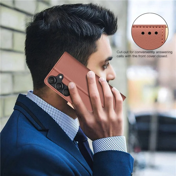BINFEN COLOR BF33 For Samsung Galaxy A54 5G Case Wallet RFID Blocking Leather Cover - Brown