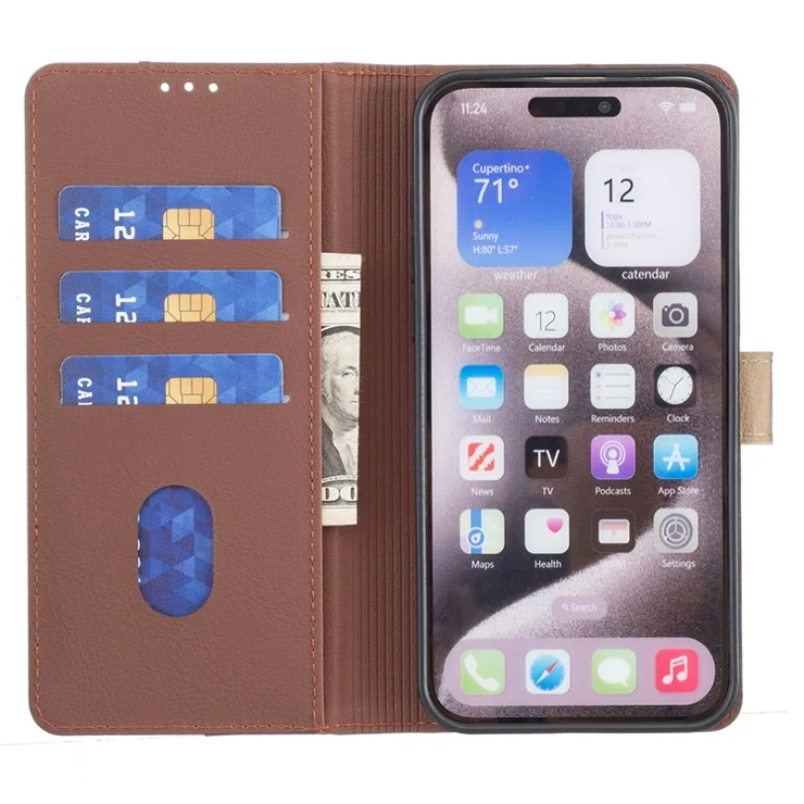BINFEN COLOR BF33 For Xiaomi Redmi Note 13 Pro 4G / Poco M6 Pro 4G Leather Wallet Phone Case - Brown
