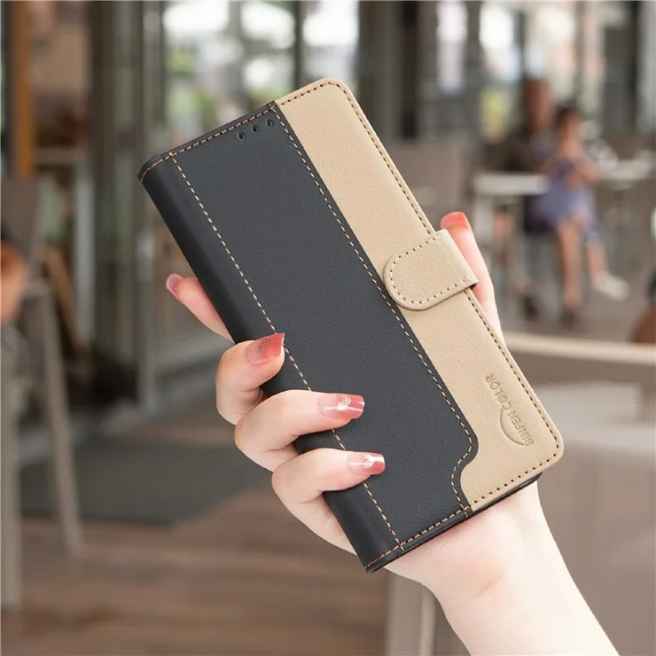 BINFEN COLOR BF33 For Xiaomi Redmi Note 13 Pro 4G / Poco M6 Pro 4G Leather Wallet Phone Case - Black