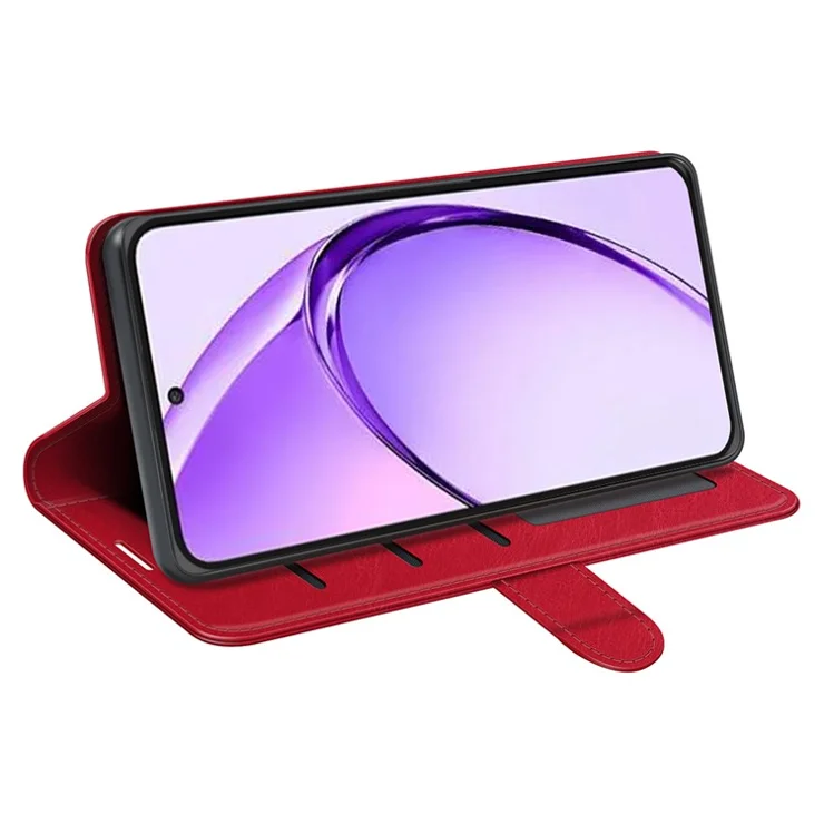 For Oppo A3 Pro (Global) 5G / A3 Pro (India) 5G / K12x 5G (India) / A80 5G Case Crazy Horse Texture Leather Stand Wallet Phone Cover - Red